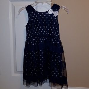 Navy and white Polk dots dress
